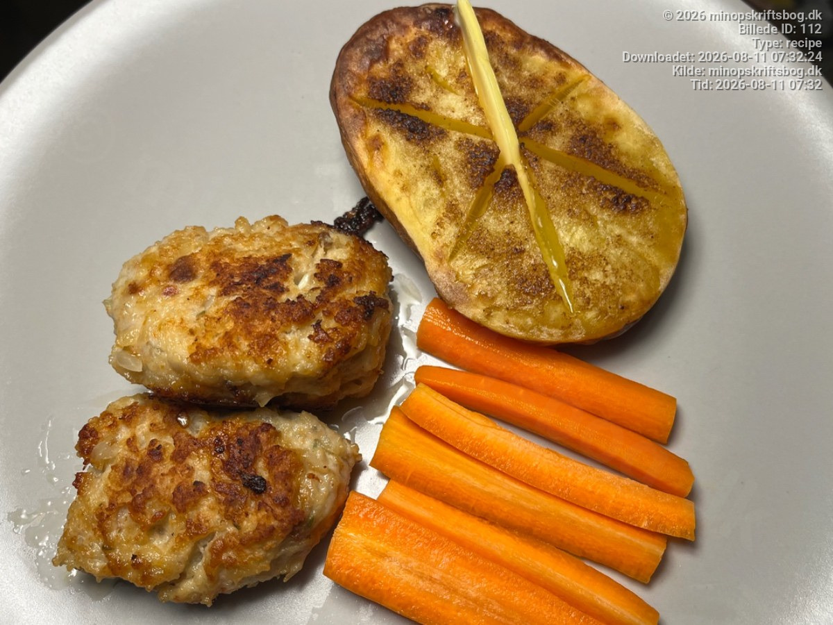 Krydret Kyllingefrikadeller med bagekartoffel