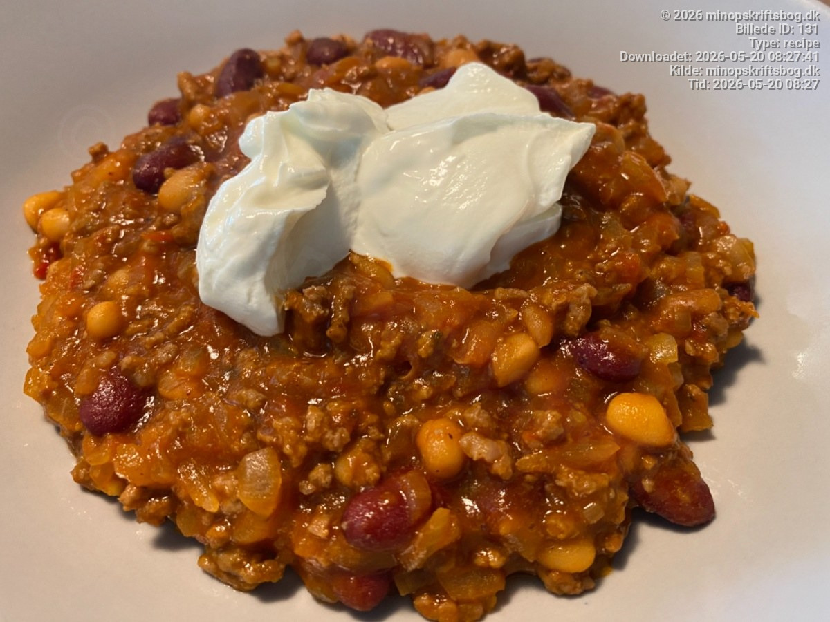 Klassisk Chili con Carne med Hakket Oksekød og Bønner